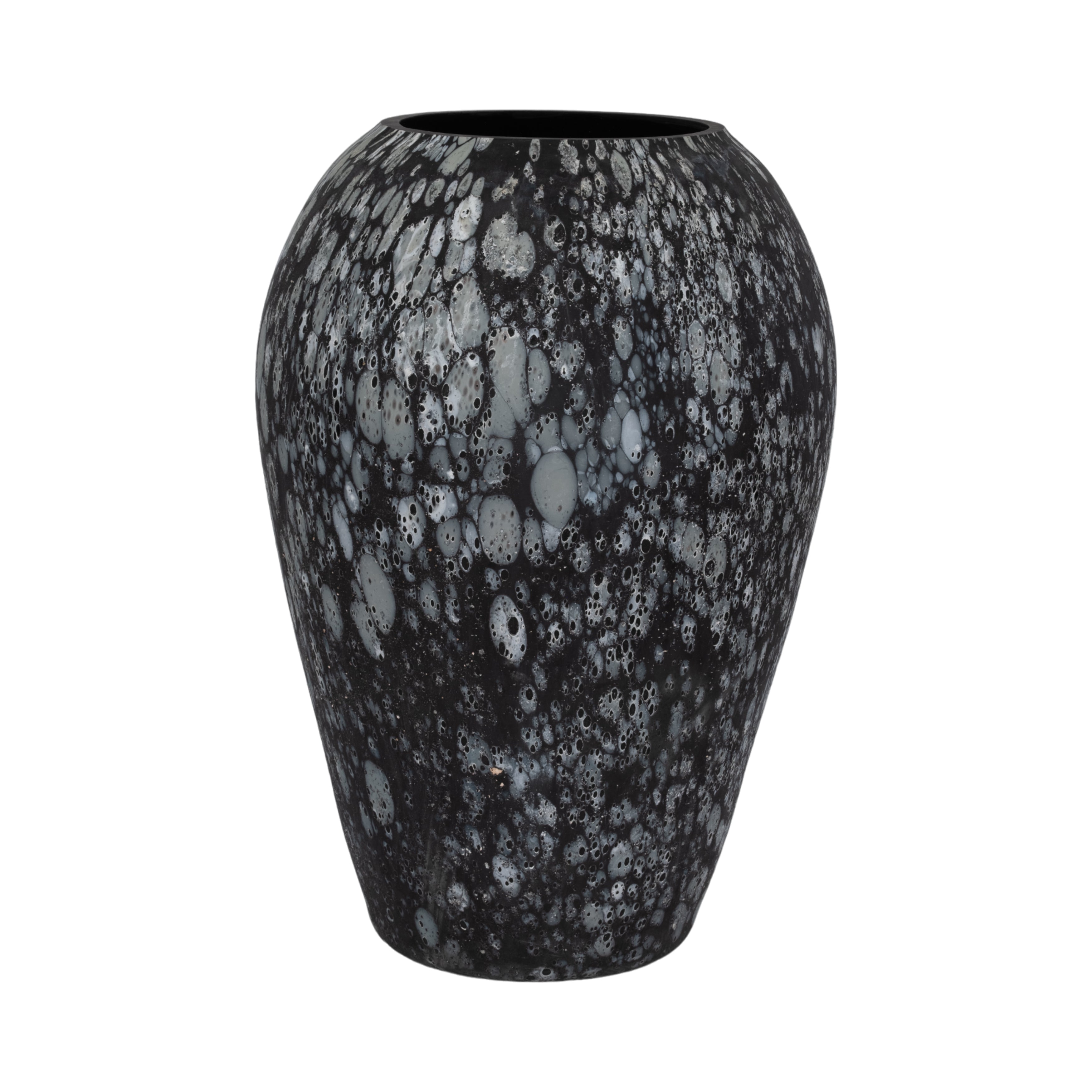 Jarrón decorativo oval negro con detalles blancos - Vilá Decoración - Muebles y decoración en Medellín y Colombia