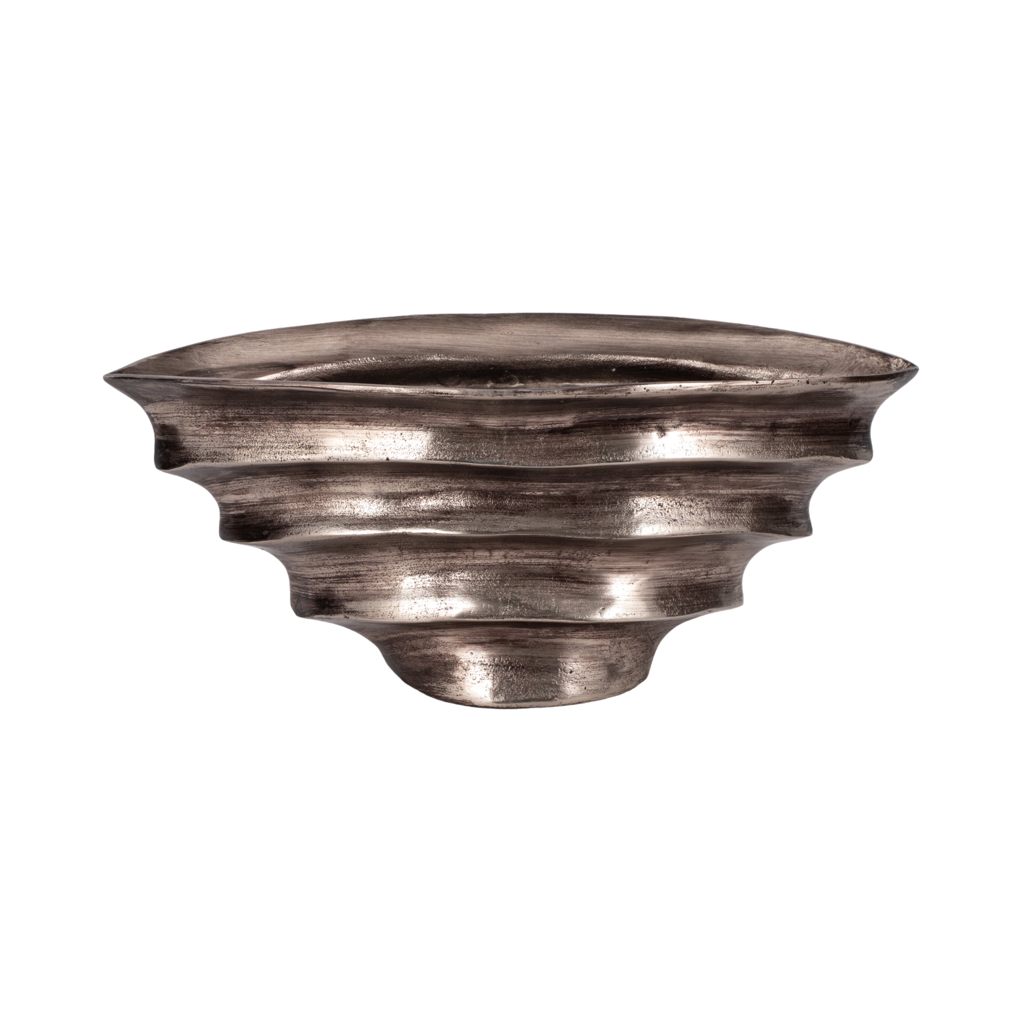 Bowl metálico oscuro ondulado para servir y decorar - Vilá Decoración - Muebles y decoración en Medellín y Colombia