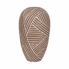 Jarrón ovalado marrón con diseño blanco para interiores - Vilá Decoración - Muebles y decoración en Medellín y Colombia