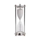 Reloj de arena moderno de vidrio y acero plateado - Vilá Decoración - Muebles y decoración en Medellín y Colombia