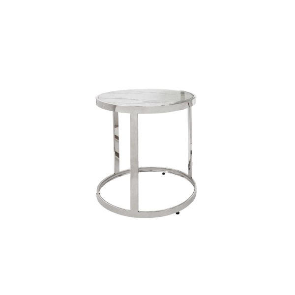 Mesa Auxiliar Plateada Circular Pequeña - Vilá Decoración