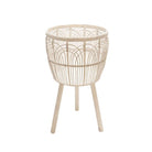 Plantador Tejido En Bamboo Blanco Grande - Vilá Decoración