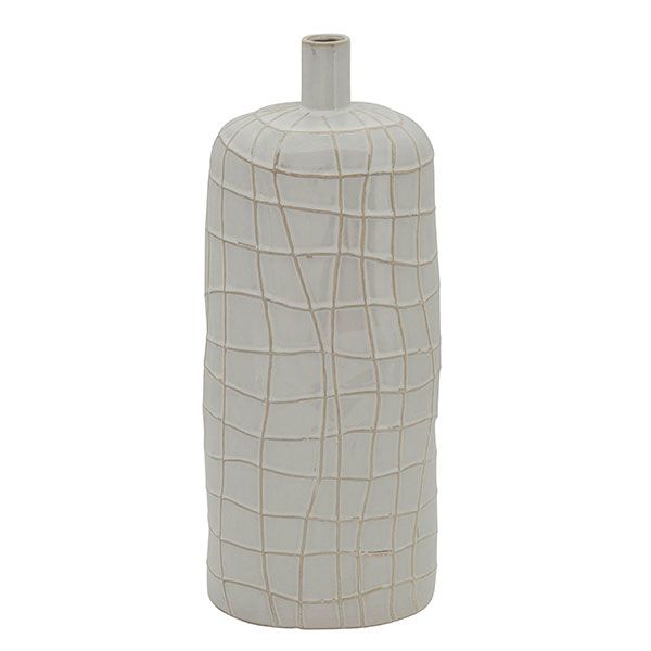 Jarrón De Boca Pequeña Blanco - Vilá Decoración