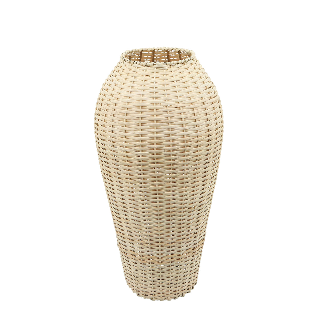 Jarrón Tejido En Fibra Natural Grande - Vilá Decoración