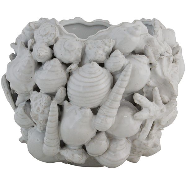 Jarrón Cerámico De Conchas Marinas - Vilá Decoración