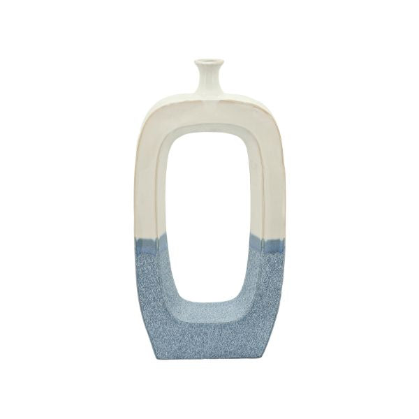Jarrón Orgánico Azul y Blanco Mediano - Vilá Decoración