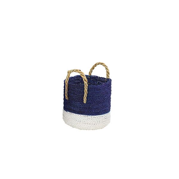 Canasta Tejida Azul Pequeña - Vilá Decoración