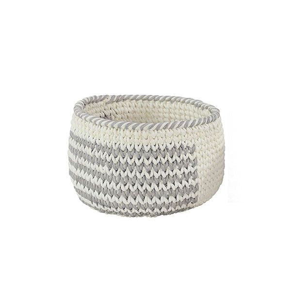 Canasta Tejida Gris y Blanco Grande - Vilá Decoración